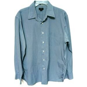 J Crew Blue Mens Button Up Checkered Shirt Large 16-16.5" Long Sleeve Button Up